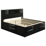 Coaster Home Furnishings Briana Transitional Wood Eastern King Size Storage Bookcase Bed Frame Platform Bed 56-Inch Headboard Black 202701Ke