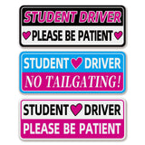 Cute Student Driver Magnet for Car, Please Be Patient Magnetic Student Driver Sign, Pink New Drivers Magnet Stickers Funny Remov