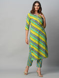 Gosriki Women'S Cotton Blend Straight Printed Kurta With Pant Set (Sumali Blue-Nw-Gs_S_Blue_Small),Blue,,B0CGD73KDD