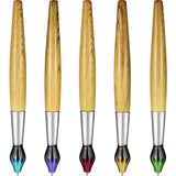 Outus 5 Pieces Paintbrush Pens Bamboo Paint Brush Shape Retractable Novelty Ballpoint Pens Appreciation Gifts for Art Teachers A