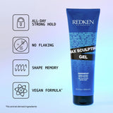 Redken Max Sculpting Gel For All Hair Types - Provides Body & High Shine Finish With Long-Lasting Shape Memory, Flake-Free Contr