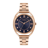 Timex Analog Watch For Women With Blue Dial & Rose Gold Stainless Steel Bracelet Band - Water Resistant Women'S Wrist Watches -T