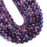 Yochus 45pcs Sugilite Round Smooth Stone Beads for Bracelet Making