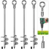 Insaga 24'' Fully Welded Ground Anchors Screw in, 3'' Wider Spiral Earth Anchor for Swing Set, 4pcs Mobile Home Anchors, Wind Re