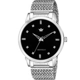 Crestello Stainless Steel Analog Men'S Watch (Black Dial Silver Colored Strap)