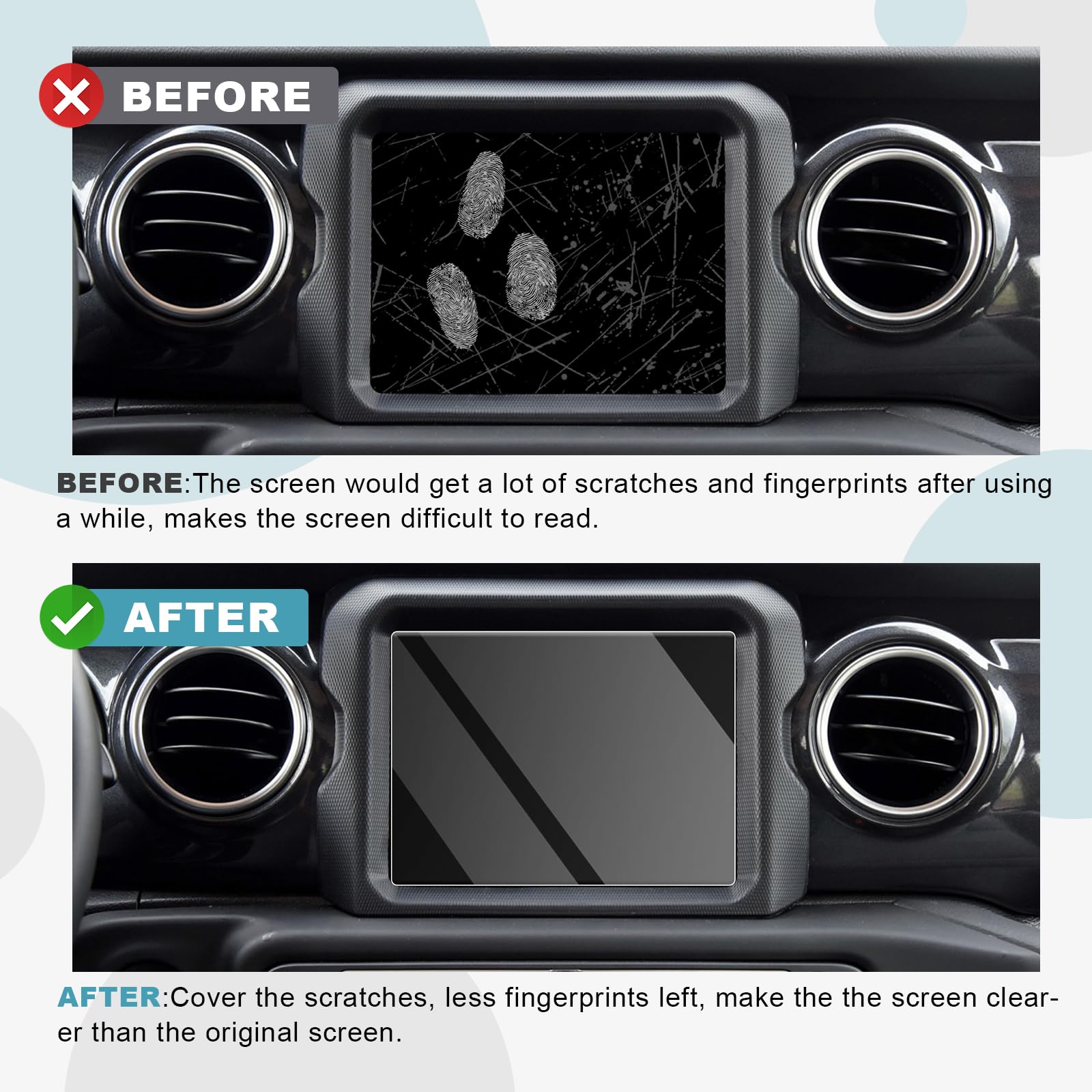 CDEFG for 2018 2019 2020 2021 2022 2023 Wrangler JL/Gladiator JT Center Control Touchscreen Navigation Touch Screen Protector, H
