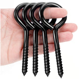 ZAUGONTW 5 Inch Screw Eye Hooks, Stainless Steel, 10 Pcs Heavy Duty Black Large Screw Eye Hooks for Hanging, Tie-Downs, Heavy-Du
