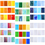 Nuanchu 72 Sheets Variety Stained Glass Sheets Pack 4 x 6 Inch Cathedral Art Glass Supplies Mosaic Tiles Transparent Iridescent 