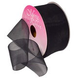 Morex Ribbon Sheer Organza Ribbon, 1.5 inch by 25 Yards, Black, 91809/25-613