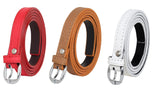 Zacharias WomenS Artificial Leather 0.5 Inches Slim Belt_(V0.5_Red_Tan & White) (Pack Of 3)