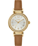 Timex Womens Dress 31mm Watch - Brown Strap Silver-Tone Dial Gold-Tone Case