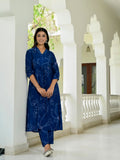 Anni Designer Women'S Rayon Blend Anarkali Printed Kurta With Pant (Marup Blue-Vks04_L_Blue_Large),Blue,L,,,