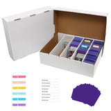 EBOAUSI 5 Row Trading Card Storage Box Holds 3950-count,1 Pack Cardboard Storage Box with Divider+index Label,Trading Card Divid