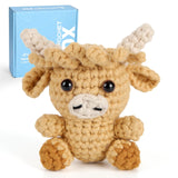CrochetBox Crochet Kit for Beginners, Highland Cow Easy Animals Starter Set for Adults and Teen (), Knitting Kit with Yarn, Hook
