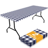 Smiry Picnic Table Cloth 2 Pack, Waterproof Elastic Fitted Tablecloths for 4FT Rectangle Tables, Washable Polyester Buffalo Plai
