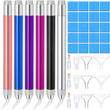 Outus 6-Piece LED Diamond Drill Pen Set with Light, 15 Replacement Heads, 20 Pieces Glue Clay for Nail Art & DIY Crafts