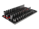 TEKTON 1/4 Inch Drive 12-Point Impact Socket Set with Rails and Trays, 58-Piece (5/32-11/16 in., 4-17 mm) | SID90205