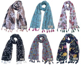 Fusfus WomenS Printed Chiffon Scarves And Stoles, Free Size(Multicolour, Fs2190) Pack Of 6 (Multicolor1)