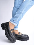 Shoetopia Smart Casual Chain Detailed Black Loafers For Women & Girls,Black,6,B0CBMQY7LL