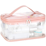 HAOGUAGUA Clear Makeup Cosmetic Bag with Brush Compartment, Portable Waterproof Travel Transparent Toiletry Bags for Traveling S