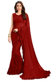 Glory Sarees Womens Ruffle Saree Lycra Fabric With Blouse Piece (Frill_Saree101_Maroon_Maroon)