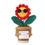 RovyFota Handmade Crochet Daisy in Pot with Thank You Card, Cute Teacher Appreciation Gift, Positive Desk D cor, Mini Potted Pl