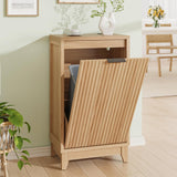 Tilt Out Trash Can Cabinet with Odor Control, Fluted Trash Cabinet 13 Gallon Hidden Bin Storage, Modern Kitchen Cabinet with Sof
