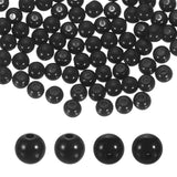 HARFINGTON 100pcs Black Acrylic Round Beads 6mm Dia 1.9mm Hole Plastic Resin Smooth Balls Loose Bead for Jewelry Making Bracelet