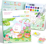 SAMVARDHAN Watercolor Painting Book Set DIY Graffiti Coloring NoteBook with Watercolor Gouache Brush, Creative Cartoon Colori