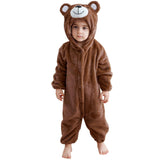 MICHLEY Infant Halloween Cosplay Costume Kids' Animal Outfit Hooded Romper Partywear 6-12M,Deep Brown Bear