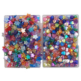 INSPIRELLE 600 Pieces Acrylic Star and Heart Beads AB Finish Spacer Beads for Jewelry Craft Making