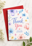 Catchyx Cart Thank You Greeting Card with Floral Watercolour Design