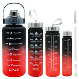 WATMHHJQ 4pcs Water Bottle Set,64oz+28oz+14oz+9oz Large Capacity Sports Fitness Water Bottle,Leak Proof,Straw Inspirational Wate