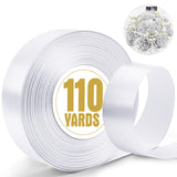 XSEINO 110 Yards Ribbon,1 1/2 Inch White Satin Ribbon for Flower Bouquet, Gift Wrapping, Ribbons for Crafts, Hair Bows Making, W