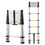 VEVOR 12.5ft Telescoping Ladder, Aluminum Lightweight Multi-Purpose Collapsible Extension, One-Touch Retraction Ladder, Heavy Du