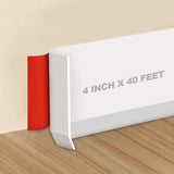 Storystore Wall Baseboard Trim 4 Inch x 40 Feet, Flexible Self-Adhesive Rubber Baseboard for Walls, Peel and Stick Wall Molding 