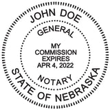 Round Notary Stamp for State of Nebraska- Self Inking Stamp - Top Brand Unit with Bottom Locking Cover for Longer Lasting Stamp 