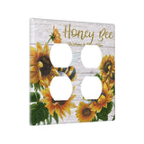 Sunflower Bee Oil Painting Duplex Device Receptacle Outlet Covers Wall Plates Decorative 2-Gang Light Switch Cover Plate Electri