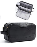 BAGSMART Toiletry Bag for Men, PU Leather Travel Bag for Toiletries, Dopp Kit Water Resistant Shaving Bag for Bathroom Shower-Bl