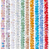 PH PandaHall 200pcs 10 Colors Faceted Beads, 8x5mm Rondelle AB Color Crystal Glass Flat Craft Bead Loose Spacer Beads for Jewelr