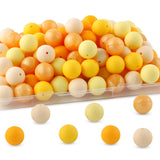 Lovyomi 60pcs 19mm Silicone Beads for Keychain Making Mix Color Round Beads for Pens and Bracelet Crafts(Yellow)