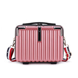 Duleylv Mini Suitcase Hard Shell Makeup Bag Travel Cosmetic Case Portable Makeup Luggage with Shoulder Strap for Women Pink