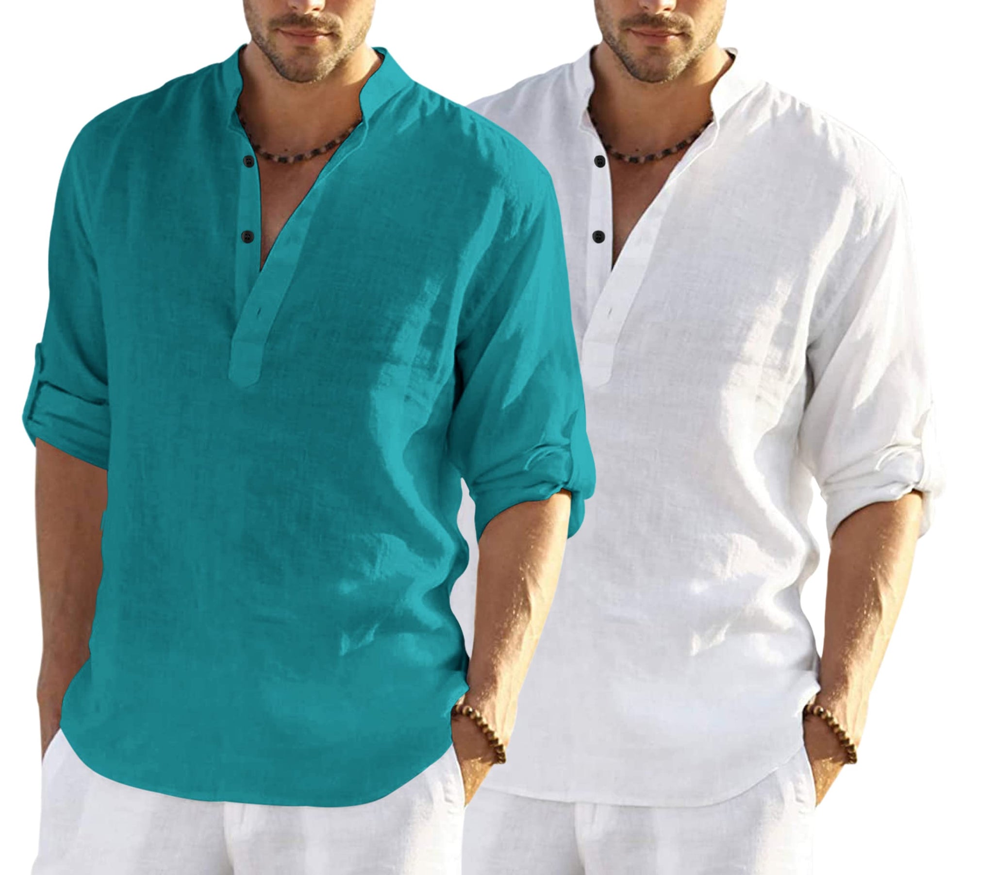 Bellstone Men'S Solid Regular Fit Dress Shirt (Kurta800_Combo_Rama_White_M