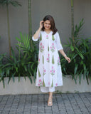 Anni Designer Women'S Rayon Viscose A-Line Printed Kurta With Pant (Pnil White_3Xl_White_Xxx-Large),White,3XL,Rayon,A-Line,