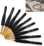 Dodhar Black Gold Crochet Hooks Needles For Arthritic Hands, Crochet Hook Set Ergonomic Soft Grips Knitting Hook For Crochet Yar