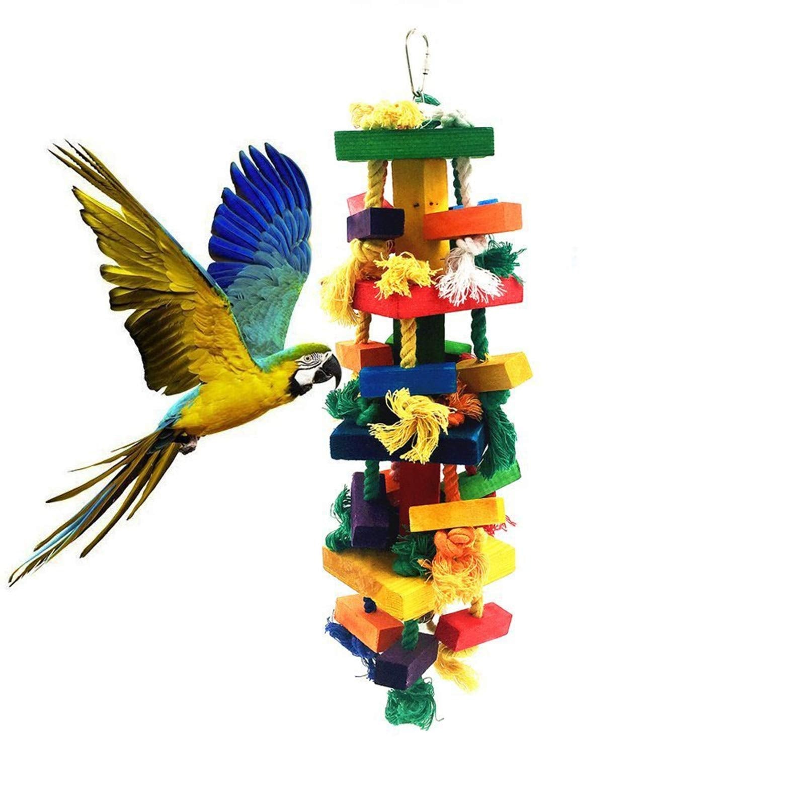 alfyng Bird Parrot Knots Block Tearing Chewing Toy, Multicolored Wooden Bird Parrot Toy Suitable for Macaws cokatoos, African Gr