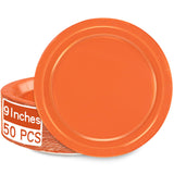 QZYL Disposable Paper Plates Set, 50 PCS Orange Dinner Paper Plates, Round 9 Inches Party Plates Pack for Daily Meal Picnic Anni