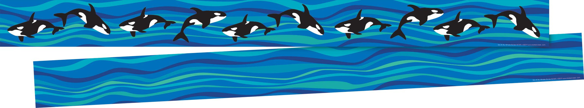 Barker Creek Double Sided Trimmer, Sea And Sky Whales, 3 X 35 Inches, 12 Strips