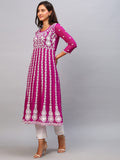 Anni Designer Women'S Georgette Chikankari Embroidered Anarkali Kurti (Naav Pink_Xl_Dark Pink_X-Large),Pink,XL,Georgette,Anarkali,Kurti
