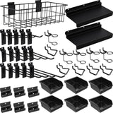BeapTcely 40 Pcs Slatwall Accessories Set - Includes Metal Wire Baskets, Storage Bins, Hooks, Screwdriver Holders and Shelves fo